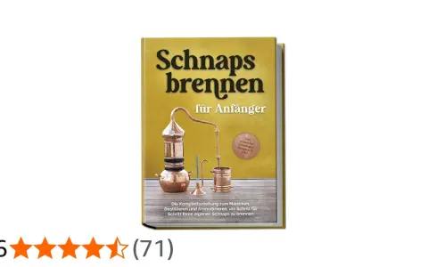 Buchcover "Schnaps brennen für Anfänger" mit Kupfer-Destillierkolben. Enthält Anleitungen und Rezepte zum Schnaps brennen.