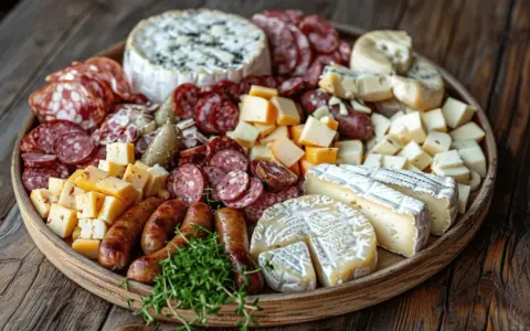 Plateau généreux de charcuteries et fromages, une véritable spécialité Franche-Comté, avec saucissons, terrines, et divers fromages affinés.