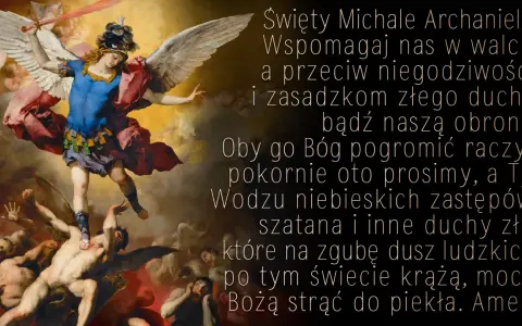 Święty Michale Archaniele, egzorcyzm. Archanioł walczy ze złymi duchami, pokonując je.