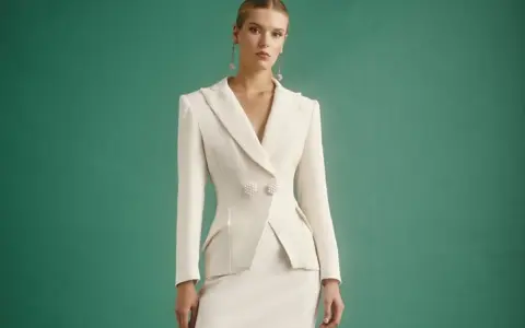 Elegante traje blanco, ideal para saber como ir vestida a un bautizo de dia.