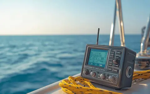 Radio VHF sur un voilier, prêt à communiquer. Le vhf signification est essentiel pour la sécurité en mer.