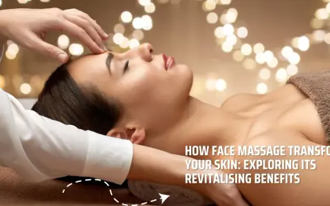 A gentle tapotement facial massage is performed on a woman's forehead, promoting relaxation and skin revitalization.