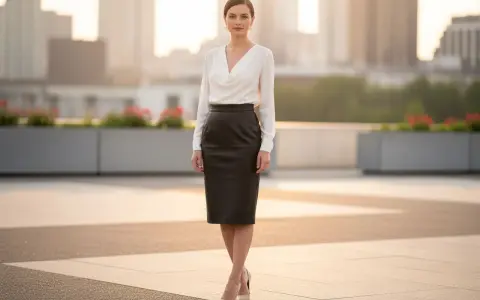 Elegancka kobieta w białej bluzce i czarnej skórzanej spódnicy, idealnie prezentująca, co pasuje do skórzanej spódnicy.