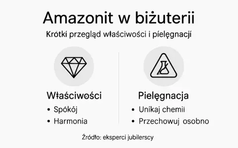 Amazonit w biżuterii: poznaj jego właściwości, takie jak spokój i harmonia. Dowiedz się, jak pielęgnować ten kamień, unikając chemii.