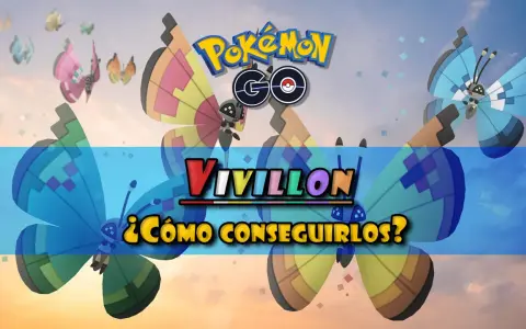 Varios Vivillon de Pokémon GO vuelan en el cielo. El texto dice "VIVILLON ¿CÓMO CONSEGUIRLOS?".