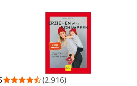 Buchcover "Erziehen ohne Schimpfen" von Nicola Schmidt zeigt eine Frau mit Kind auf dem Rücken. Ein Spiegel-Bestseller für artgerechte Erziehung.