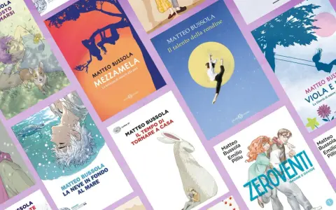 Copertine di libri di Matteo Bussola: "Un buon posto in cui fermarsi", "Mezzamela", "Il talento della rondine", "Viola e il blu", "La neve in fondo al mare", "Il tempo di tornare a casa", "Zeroventi".