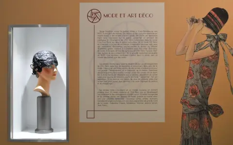 Mannequin portant un chapeau Art Déco, illustration de mode Art Nouveau.