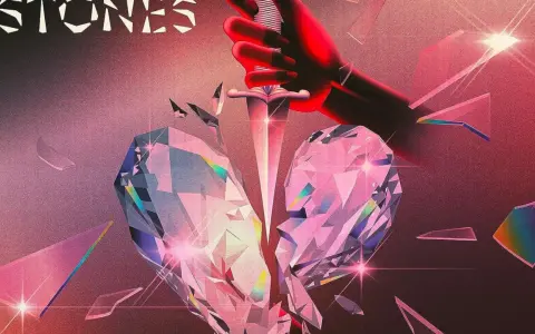 Ein zerbrochenes Herz aus Kristall, durchbohrt von einem Dolch, gehalten von einer roten Hand. Die Rolling Stones mess it up mit diesem dramatischen Artwork.