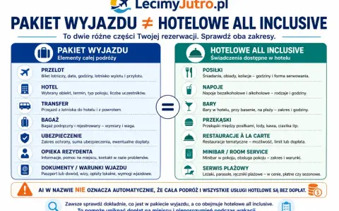 Pakiet wyjazdu vs. hotelowe all inclusive: sprawdź, co obejmuje Twoja rezerwacja i ciesz się wakacjami bez dopłat.
