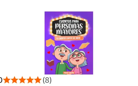 Ilustración de portada de "Cuentos para personas mayores", con 75 cuentos cortos de amor.