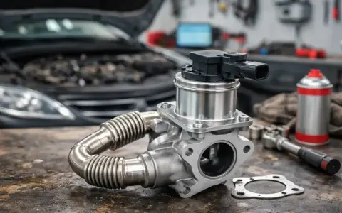 Nowy element systemu EGR, gotowy do montażu w warsztacie samochodowym.