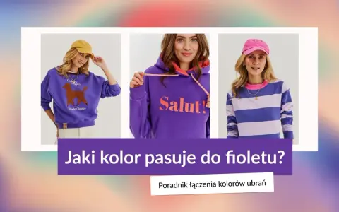Trzy kobiety prezentują fioletowe ubrania, pokazując najlepsze połączenia kolorów.