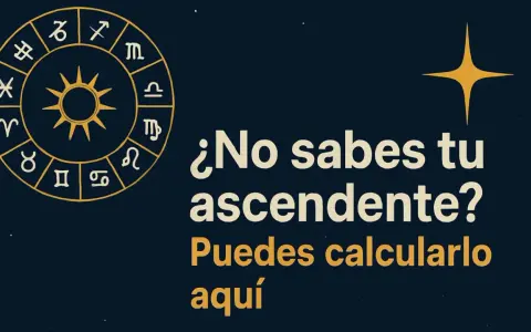 Rueda zodiacal con el sol en el centro. Texto: "¿No sabes tu ascendente? Puedes calcularlo aquí".