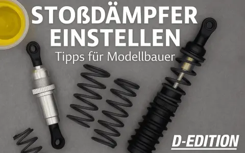 RC-Stoßdämpfer und Federn liegen bereit. Tipps für Modellbauer, um die Dämpfung perfekt einzustellen.