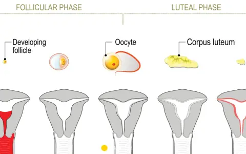 Cykl menstruacyjny: faza lutealna kiedy ciałko żółte przygotowuje macicę na ciążę.