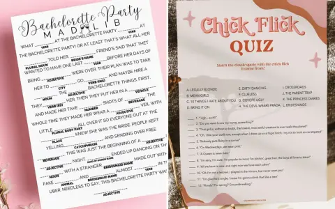 Juegos para despedida de soltera: un divertido juego de Mad Libs y un quiz de películas románticas para celebrar a la futura novia.