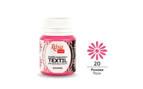 Różowa farba akrylowa Rosa Textil, idealna do malowania tkanin. Dowiedz się, jak utrwalić farbę akrylową na tkaninie, by cieszyć się trwałym wzorem.