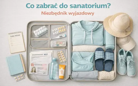 Co zabrać do sanatorium? Lista leków, skierowanie, ubrania, klapki, buty i krem z filtrem SPF.