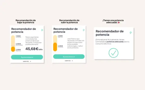 Recomendador de potencia: te ayuda a ajustar tu potencia contratada luz para ahorrar o evitar problemas.