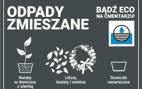 Gdzie wyrzucić kwiaty doniczkowe? Na cmentarzu, zgodnie z zasadami eko, kwiaty w doniczkach z ziemią, liście i wieńce trafiają do odpadów zmieszanych.
