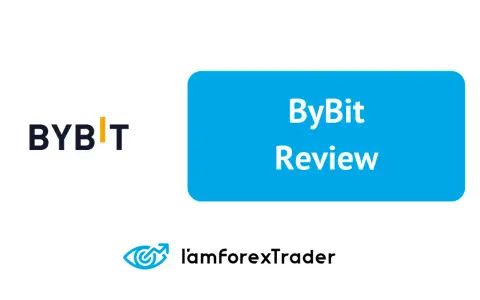 Logo ByBit i napis "ByBit Review". Sprawdź nasze **bybit opinie** i dowiedz się więcej o platformie.