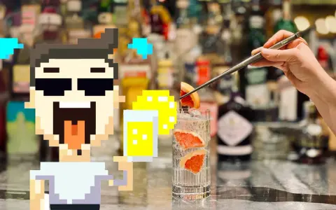 Pixel-Mann freut sich auf seinen Gin Tonic. So trinkt man ihn: Eis, Grapefruit und Tonic Water.