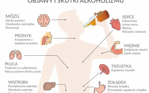 Negatywne skutki picia alkoholu: mózg (demencja, utrata pamięci), serce (wylew, wysokie ciśnienie), wątroba (marskość), żołądek (wrzody).