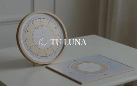 Dos cartas astrales, una circular y otra plana, muestran símbolos y números. El texto "TU LUNA" sugiere que exploran qué es la luna en la carta astral.