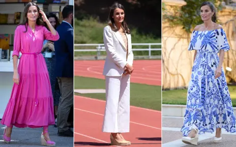 Reina Letizia luce tres looks veraniegos, destacando sus alpargatas en cada uno.