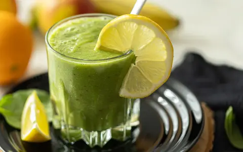 Erfrischender grüner Smoothie mit Zitrone, perfekt für einfache smoothie rezepte.