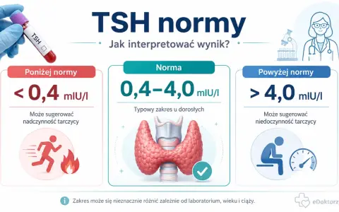 Wynik TSH powyżej normy (>4,0 mIU/I) może sugerować niedoczynność tarczycy. Poznaj przyczyny nagłego wzrostu TSH.