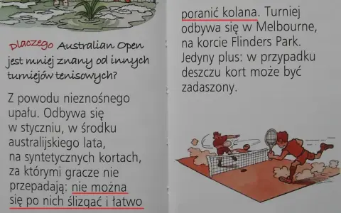 Dlaczego Australian Open jest mniej znany? Bo odbywa się w upale, a na kortach nie można się ślizgać, co może prowadzić do poranienia kolan.