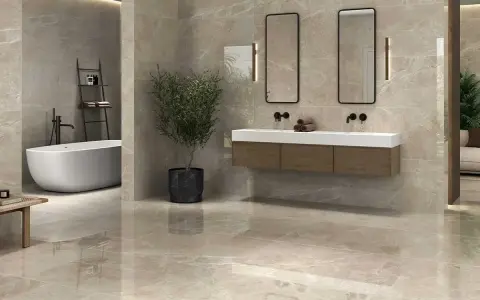 Suelo hidráulico en baños: Gres porcelánico, la clave para un diseño TOP