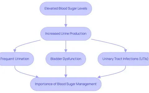 Wysoki poziom cukru we krwi prowadzi do zwiększonej produkcji moczu, co może skutkować częstym oddawaniem moczu u kobiet, dysfunkcją pęcherza i infekcjami dróg moczowych.