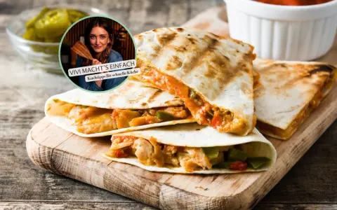 Leckere Quesadillas mit Hähnchen und Gemüse – tolle Mittagessen Ideen für schnelle Küche.