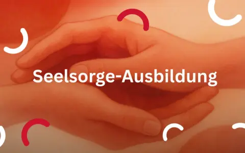Hände, die sich berühren, symbolisieren die Seelsorge-Ausbildung in NRW. Ein Kreis mit Kreuz steht für Hoffnung.