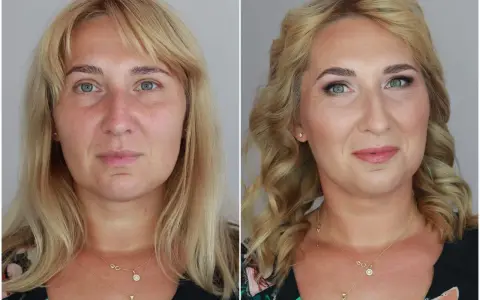 Przed i po: metamorfoza kobiety z naturalnym makijażem i fryzurą. Zastanawiasz się, co najpierw: fryzura czy makijaż?