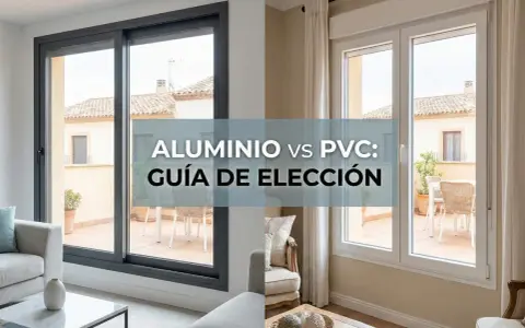 Comparativa de ventanas de PVC o aluminio, ¿cuál es mejor? Dos estilos de ventanas, una gris de aluminio y otra blanca de PVC, muestran sus diferencias.