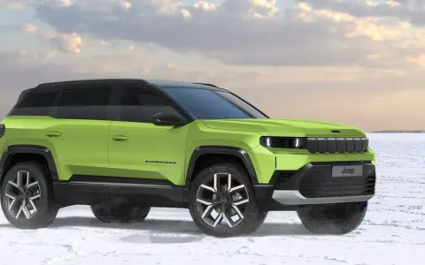 Jeep Compass verde brillante, un'auto 2026 pronta ad affrontare la neve con stile.