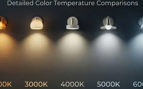Comparaison de la température de couleur des ampoules LED : de l'ambre chaud (2700K) au blanc froid (6000K).