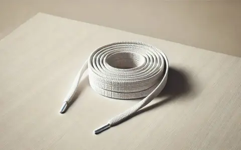 Rollo de cordones blancos con puntas metálicas, listos para limpiar y dar nueva vida a tus zapatillas.