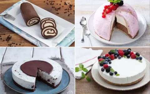 Rotolino al cioccolato, torta gelato ai frutti di bosco, cheesecake e torta bianca con frutti di bosco: tanti dolci 3 ingredienti senza forno.