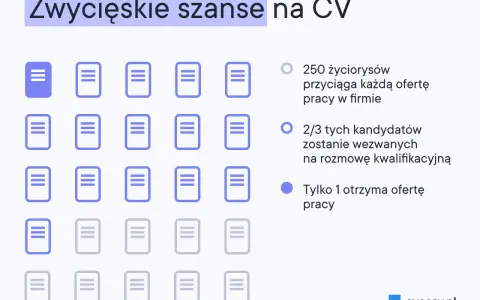 Wizualizacja pokazuje, jak kluczowe są umiejętności do CV. Tylko 1 z 3 kandydatów dostaje pracę, a 2/3 zaprasza się na rozmowę.