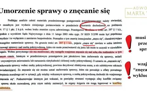 Umorzenie sprawy o znęcanie się. Wzajemne znęcanie się wyklucza winę, gdy nie ma przewagi sprawcy.