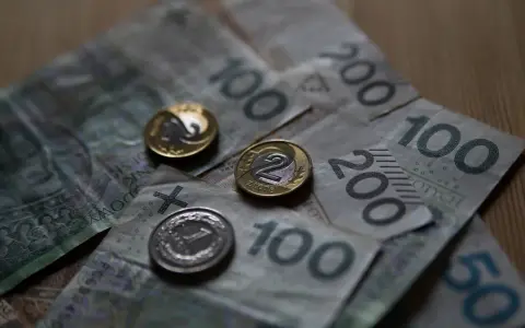 Polskie banknoty i monety. Czy umowa zlecenie wlicza się do emerytury? Pieniądze na stole.