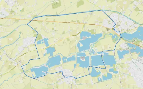Karte des Lippesee Rundwegs mit vielen Wasserflächen, Straßen und Ortschaften wie Sande und Bentfeld.