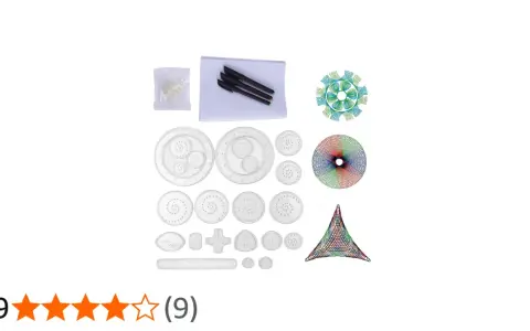 Kit para crear arte espiral, ideal para tutoriales de dibujo. Incluye plantillas, bolígrafos y papel.