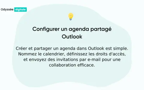 Configurer un agenda partagé Outlook pour une collaboration efficace. Nommez le calendrier, définissez les droits d'accès et envoyez des invitations.