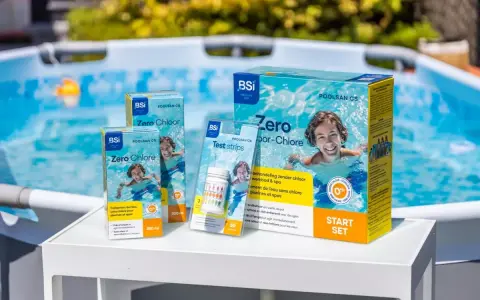 Produits BSi "Zero Chlore" pour une eau de piscine saine et sans chlore. Profitez d'une baignade agréable.